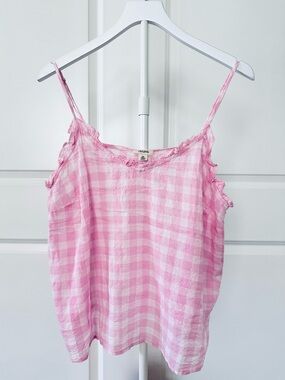 Women’s a.n.a Spaghetti Strap Pink & White Gingham Top Size 0X